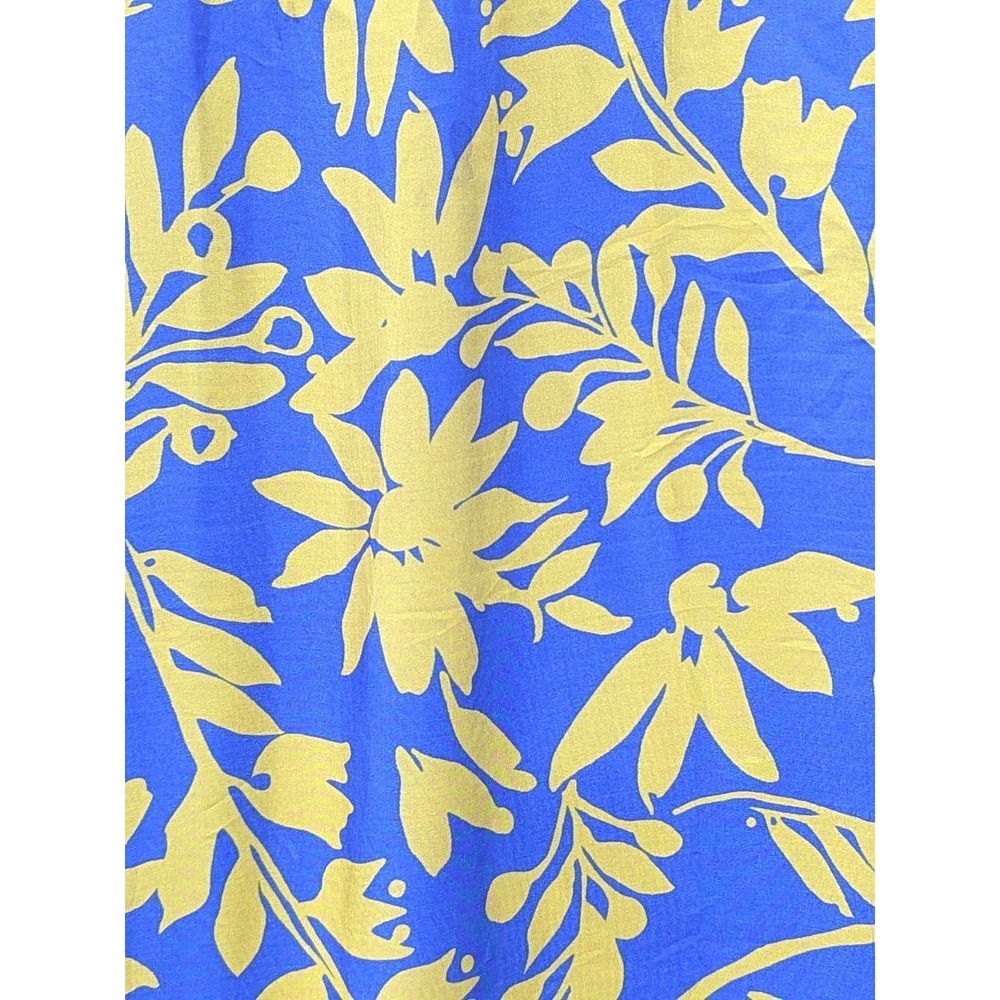 L Women Rosemarine Sleeveless Silk Blend Blue Yellow Floral Dress Maxi Flowy Tie - Picture 4 of 9